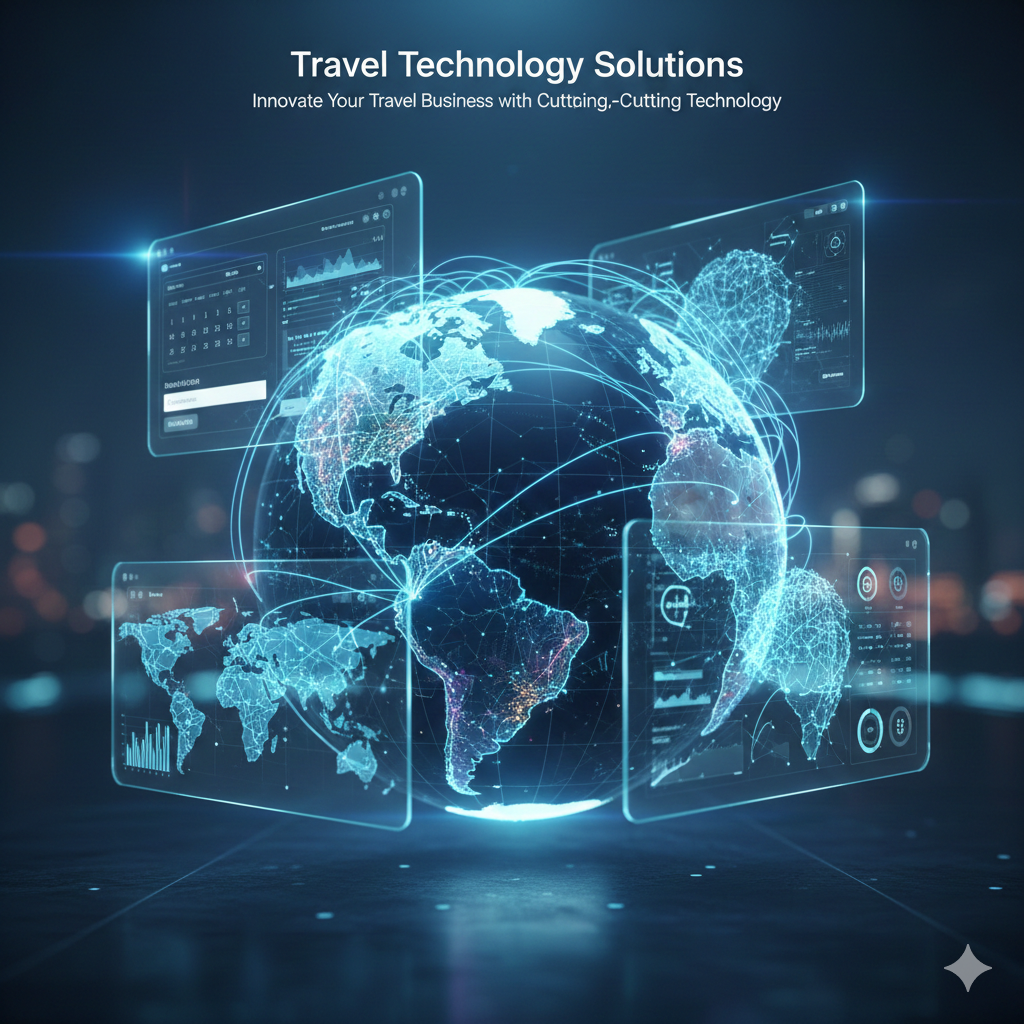 Digital globe illustrating interconnected travel technology systems